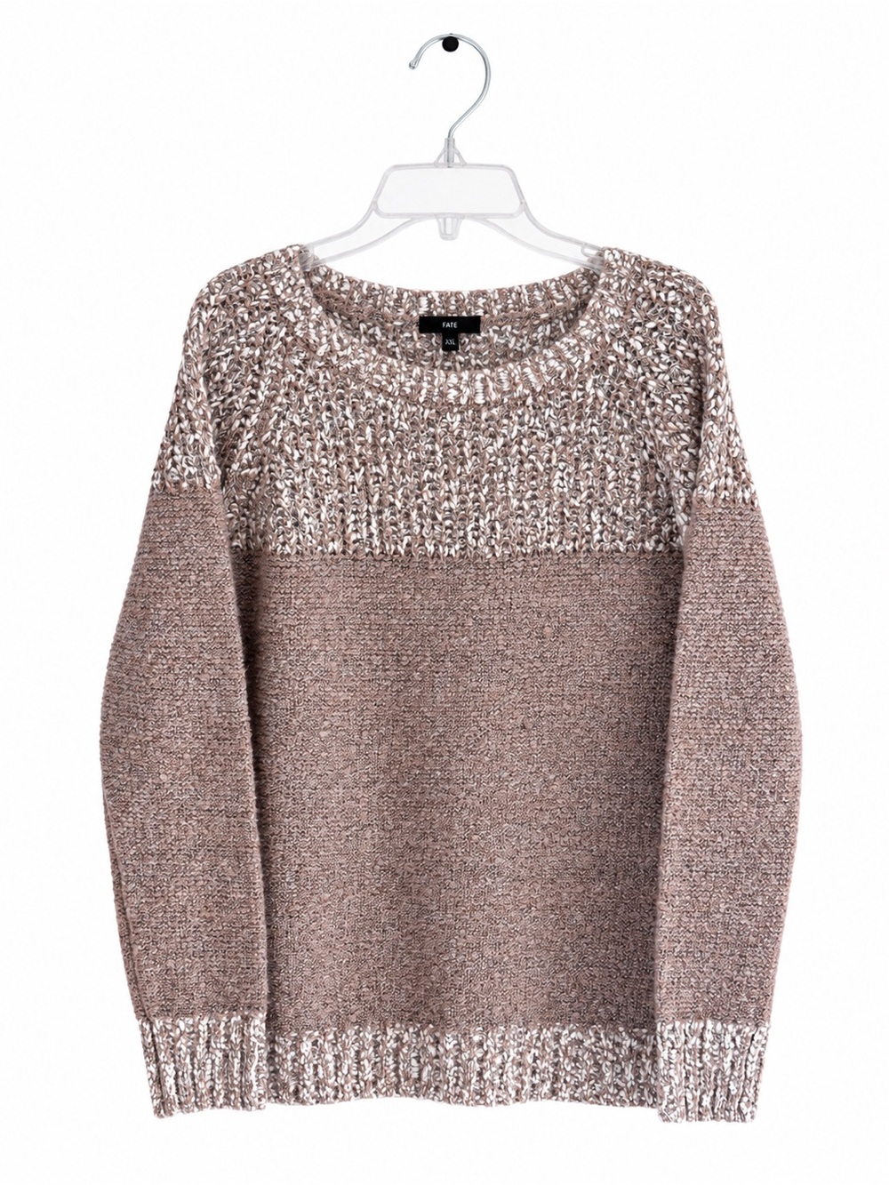 Fate for Stitch Fix Beige-Cream Textured Crewneck Sweater